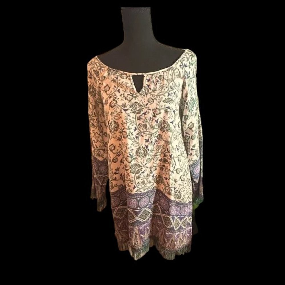 Altar’d State Women’s Long Sleeve Blouse with Fringe Size Medium - Picture 2 of 13